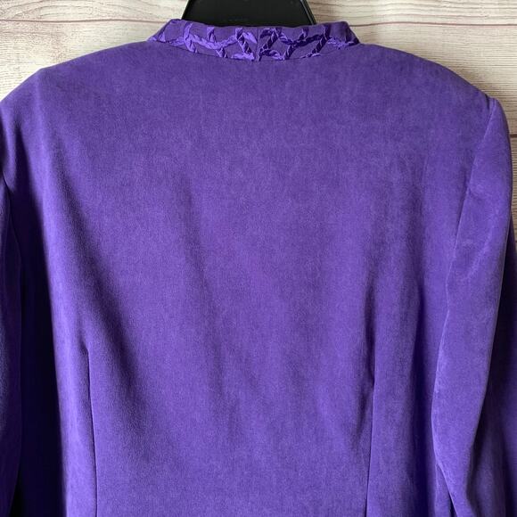 Koret Vintage Purple Blazer Jacket Stretch Embroidered Front Square Button Sz 18 - Picture 6 of 16